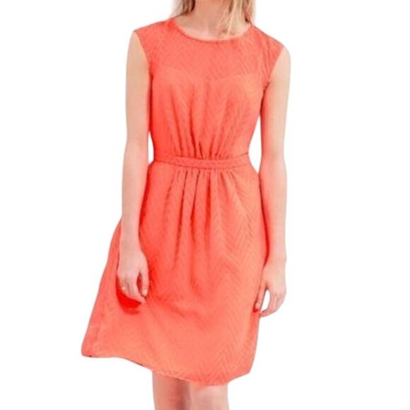 New J. Crew Swiss Dot Orange Cap Sleeve Fit & Flare Dress 4 - Picture 1 of 9